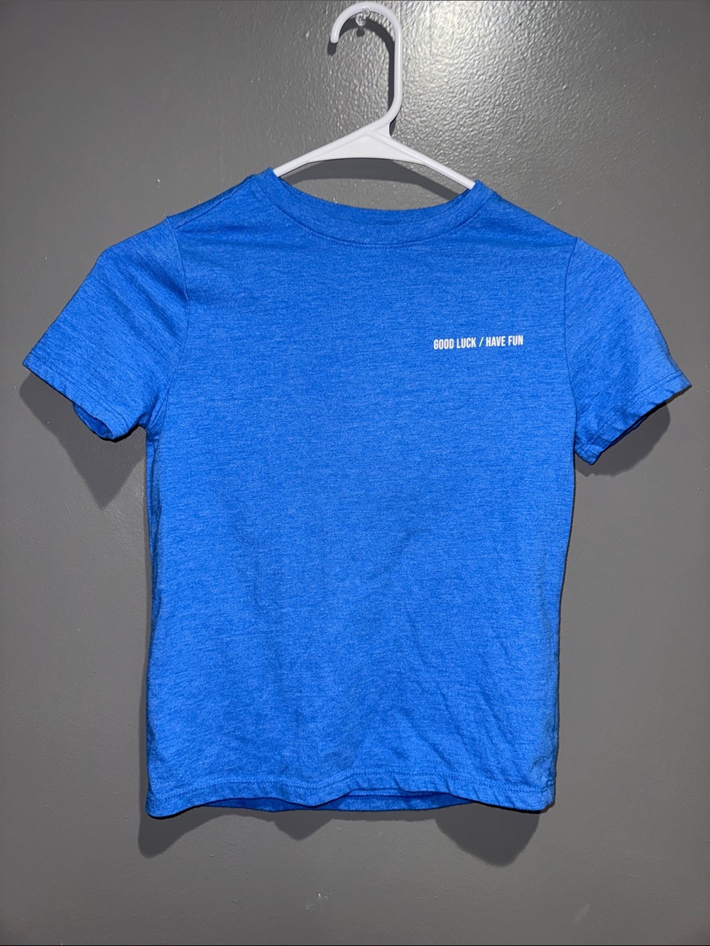 Cat & Jack Blue Short Sleeve Tee with White Chest Slogan